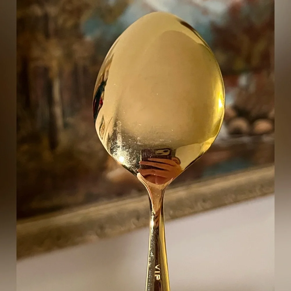 VIP gold tone electroplated serving set of 3 utensils cake server spoon fork